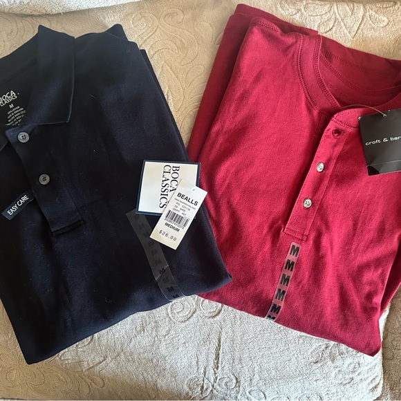 NEW MEN’S CASUAL SHIRTS LOT OF 2 Boca Classics & Croft & Barrow SS Cotton SZ M - Picture 2 of 16